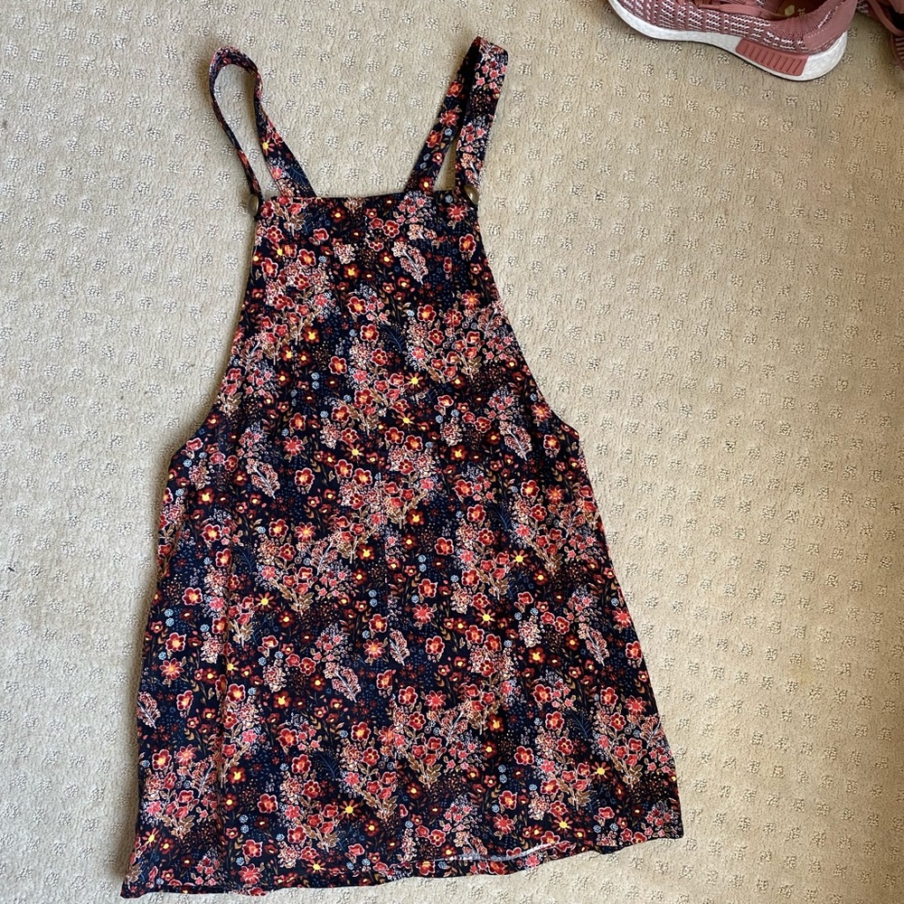 Corduroy floral overall skirt